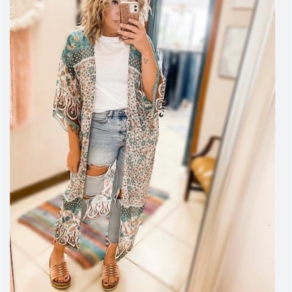 Semi Sheer Bohemian Long Chiffon Duster - Picture 13 of 16